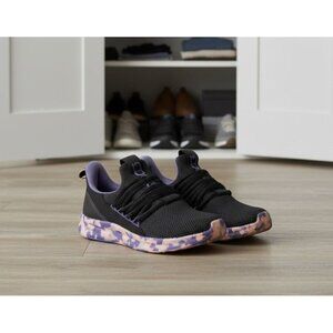 Adidas Womens Running Shoes Size 4 Black & Purple Mesh Upper Camouflage Sole Lig